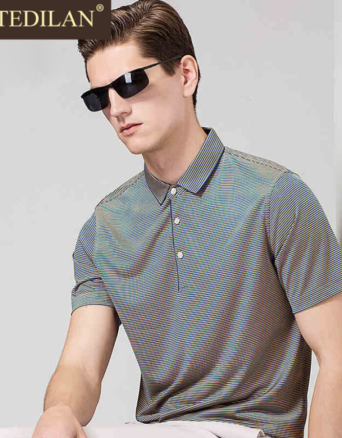 COATEDYLAN 2016夏季商务条纹T恤 翻领新风尚